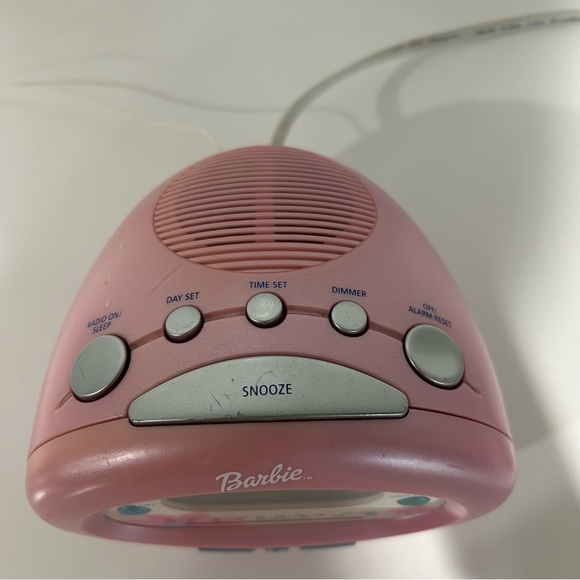 Wake With Me Barbie Dual Alarm Clock Vintage 2002  Pink Flowers - Mattel - Picture 2 of 5